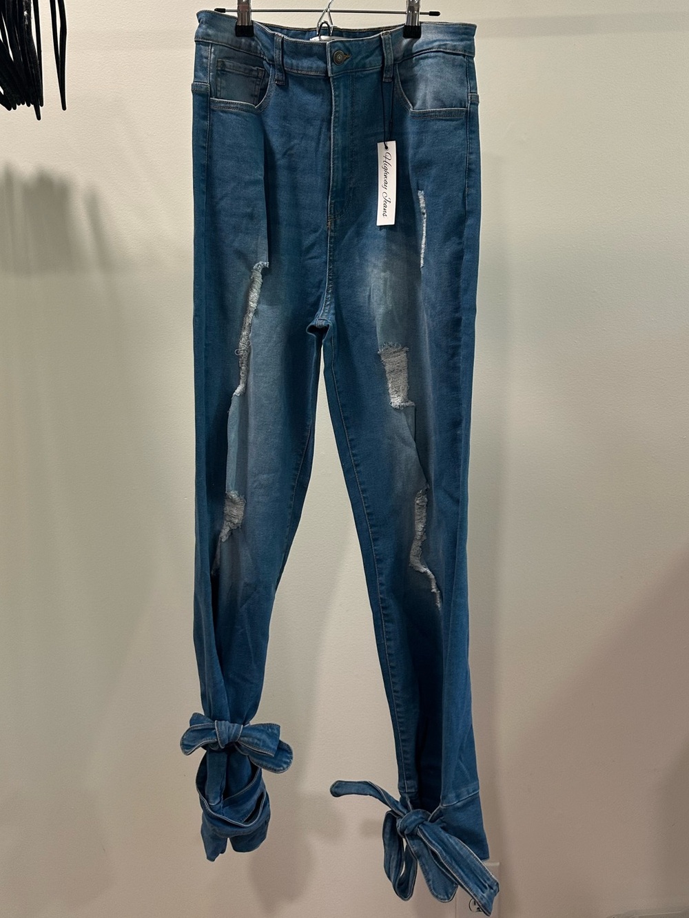 Highway Jeans Blue Skinny Distressed Tie-Hem